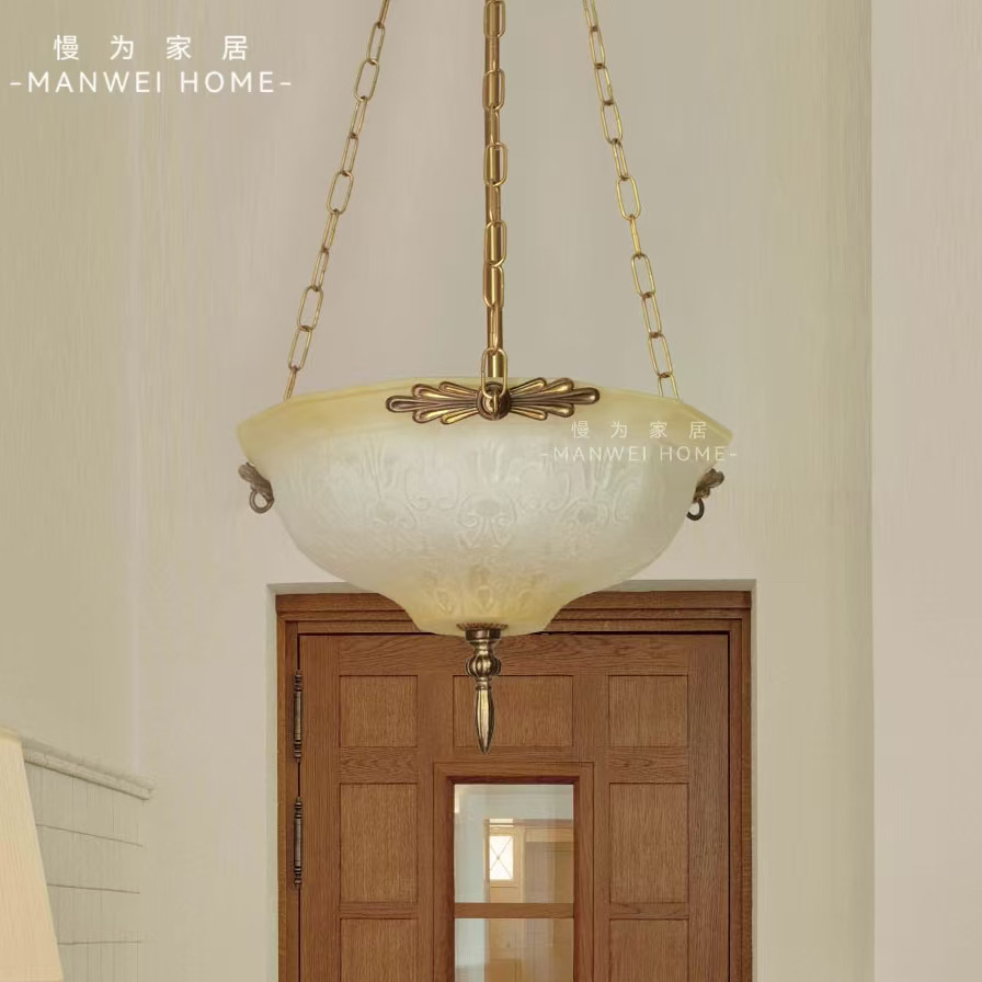 摩登中世纪法式罗曼蒂克黄铜客厅餐厅卧室过道玄关复古电影感吊灯