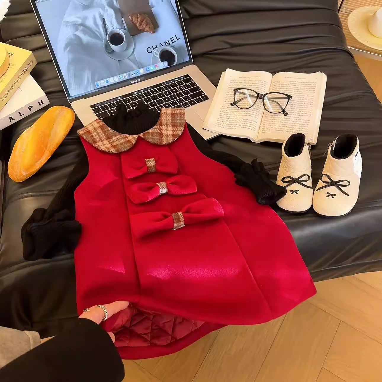 女童中式加厚连衣裙冬季新款