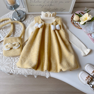 女童加绒加厚吊带背心裙2025