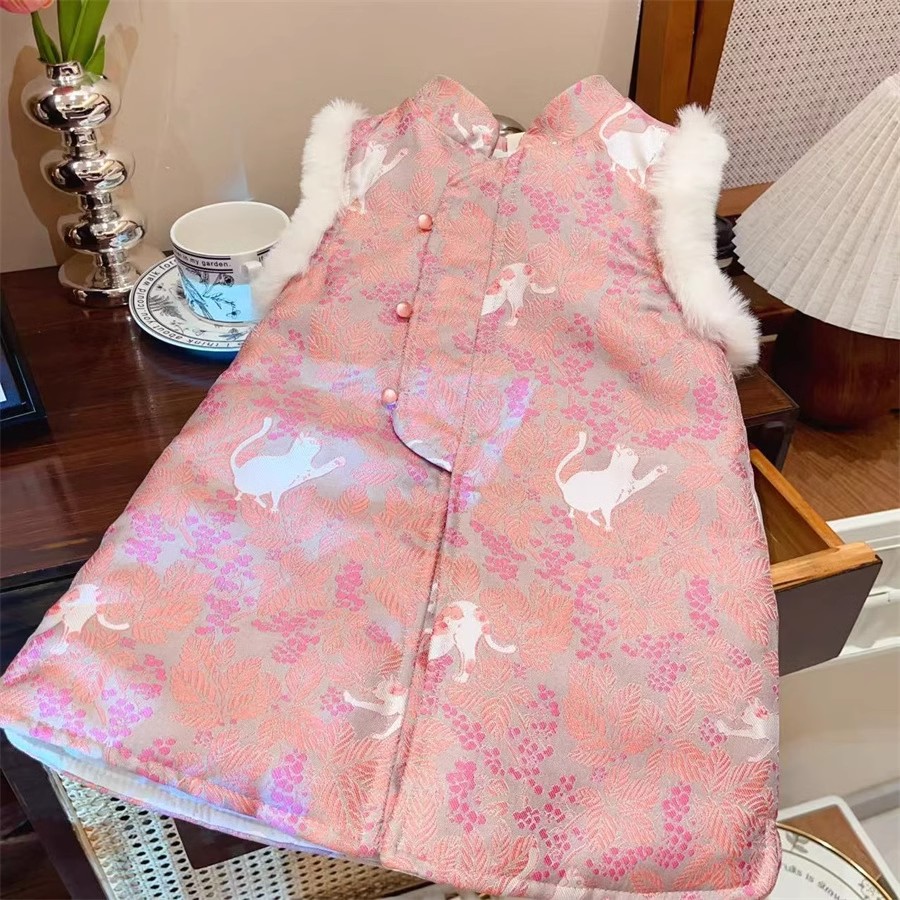 女童加厚夹棉马甲旗袍裙