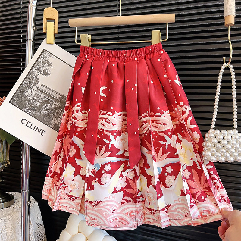 女童过年拜年服汉服加厚加绒马面裙2025冬季新款中国风宝宝半身裙