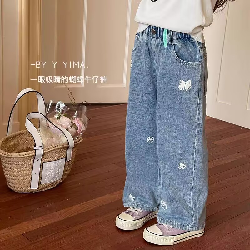 女童纯棉宽松牛仔裤子2025春秋