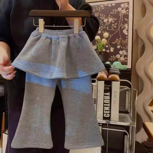 女童加厚加绒假两件打底裤2