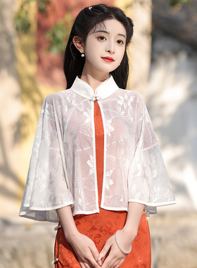 旗袍披肩2025夏季白色妈妈