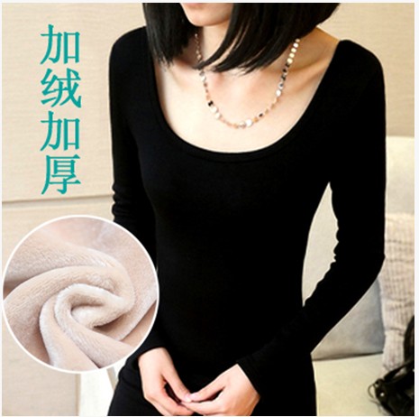 冬季加绒打底衫超低领女保暖