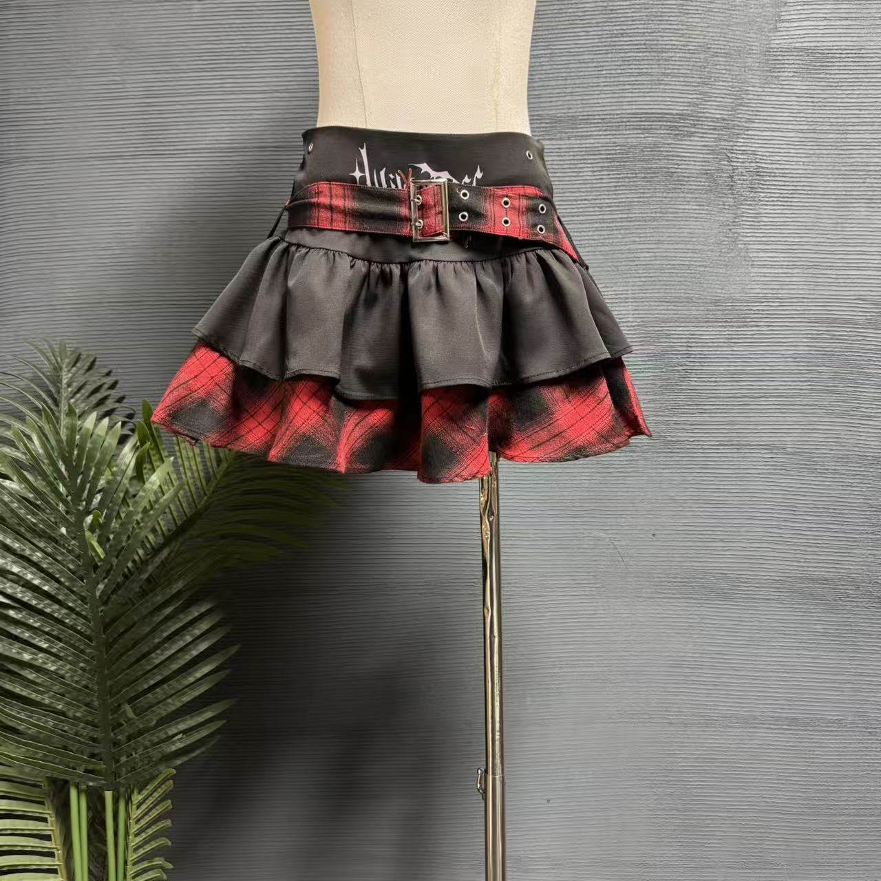 镜服饰2026秋季哥特风格纹拼接蛋糕半身裙女高腰短裙设计感30097,女装/女士精品,半身裙,淘宝优惠券,粉丝福利购,淘宝优惠卷