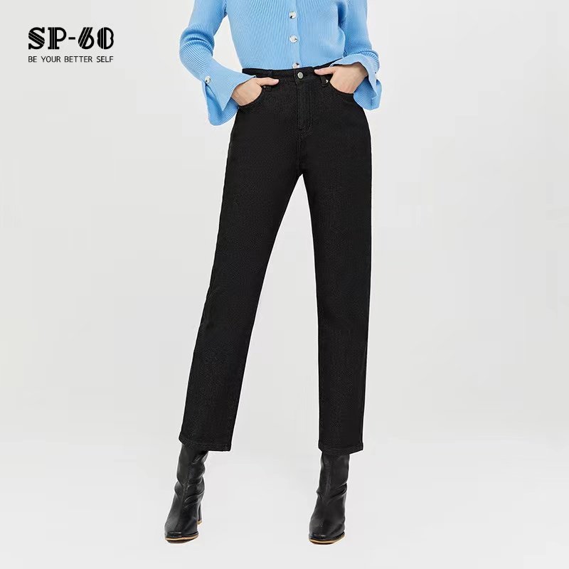sp68牛仔裤女黑色直筒裤宽松显瘦2023年秋季新款显瘦修身时尚潮流