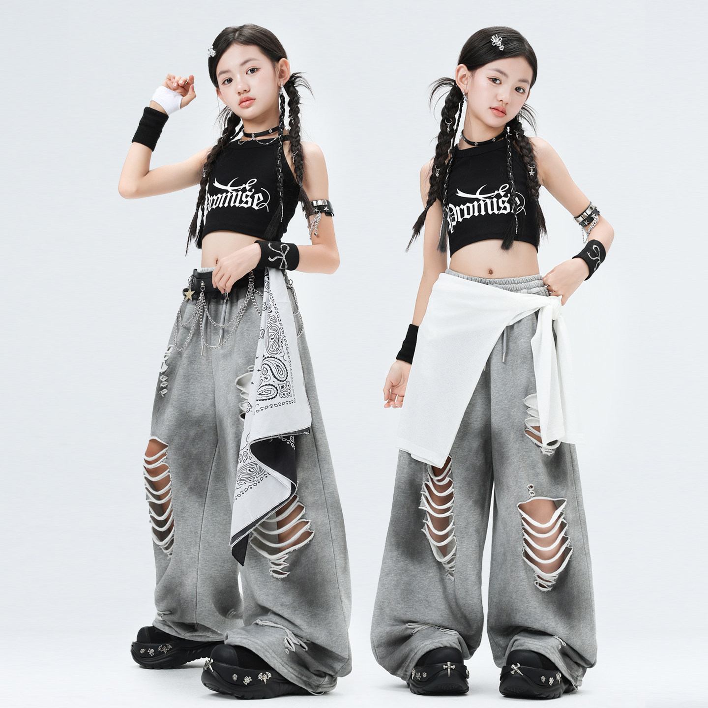 爵士舞女童服装嘻哈幼儿hiphop舞台酷飒JAZZ潮酷潮牌演出服架子鼓