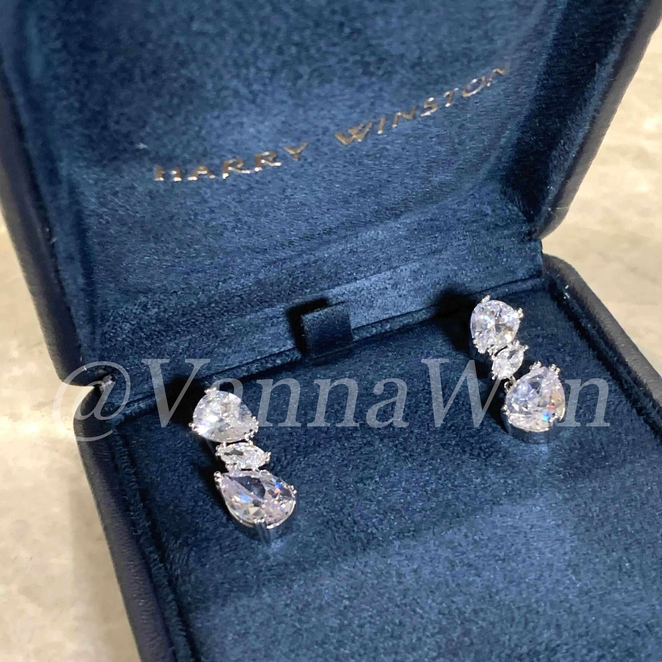 VanWan.绝美碎泪！水滴型高碳闪钻耳钉女灵动冰晶贵气感气质耳环