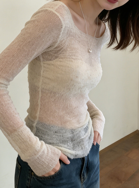 穿出高级感的亮钻微透蕾丝针织衫 微胖女生也能驾驭的罩衫