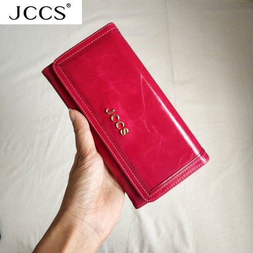 清货jccs头层油蜡牛皮长款钱包