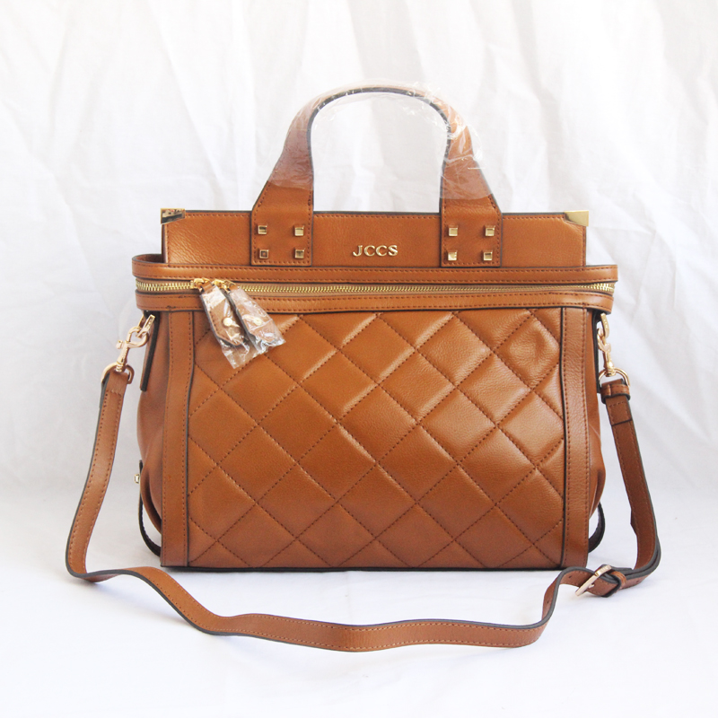 jccs正品真皮女包头层拉链手提袋
