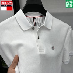 Tommy汤米100%纯棉POLO衫男士短袖休闲百搭宽松t恤外贸刺绣上衣潮