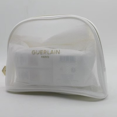 娇兰双层网纱白色化妆收纳洗漱包