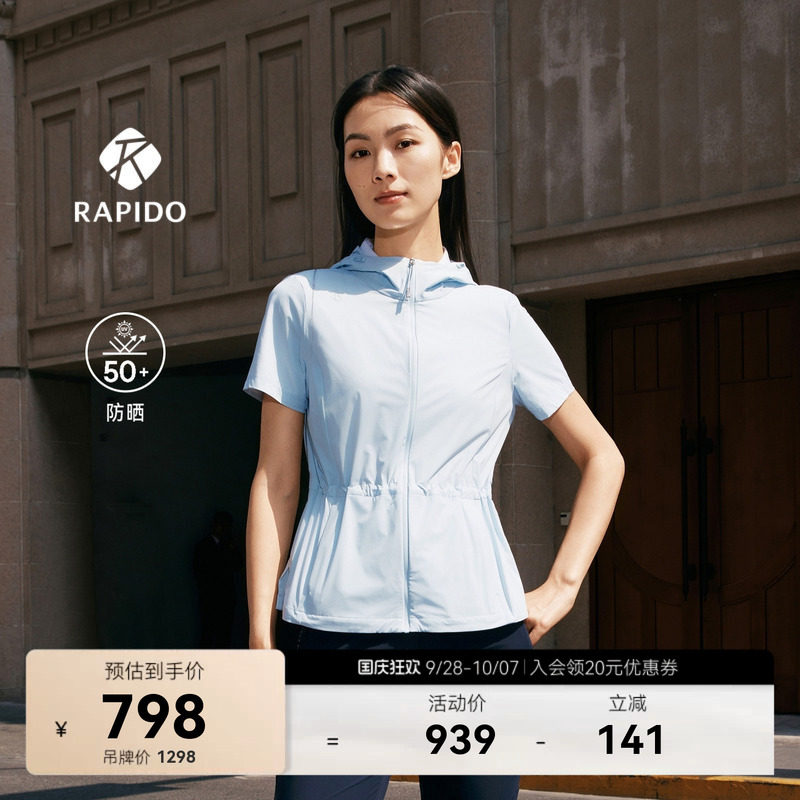 女PREMIUM防晒连帽短袖拉链开衫图片