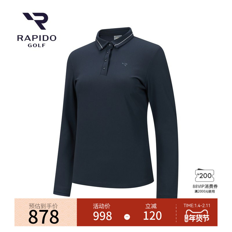 【新品】RAPIDO睿必度26春女士GOLF高尔夫系列长袖POLO衫雳霹道,运动服/休闲服装,运动POLO衫,淘宝优惠券,粉丝福利购,淘宝优惠卷