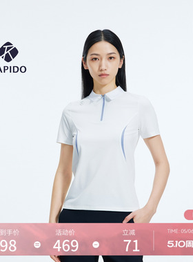 RAPIDO雳霹道春夏女士户外运动风半拉链短款修身撞色短袖POLO衫