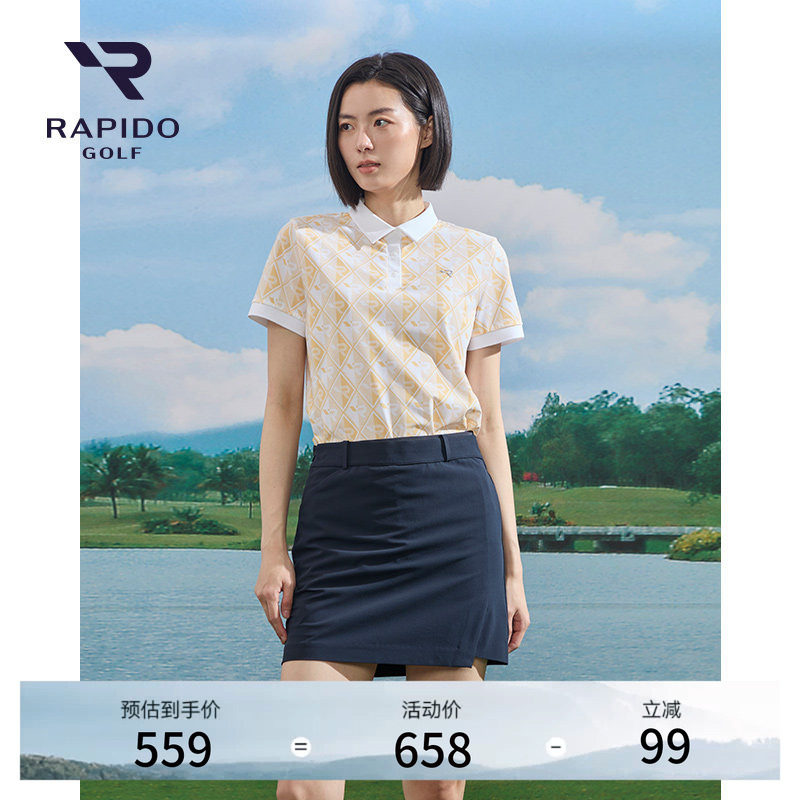 RAPIDO雳霹道春夏女士高尔夫GOLF运动休闲通勤早八轻薄短袖POLO衫