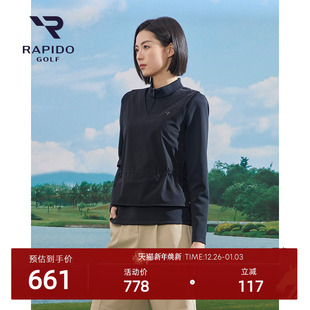 T恤 RAPIDO雳霹道2025年春夏女士高尔夫GOLF假两件长袖 新品