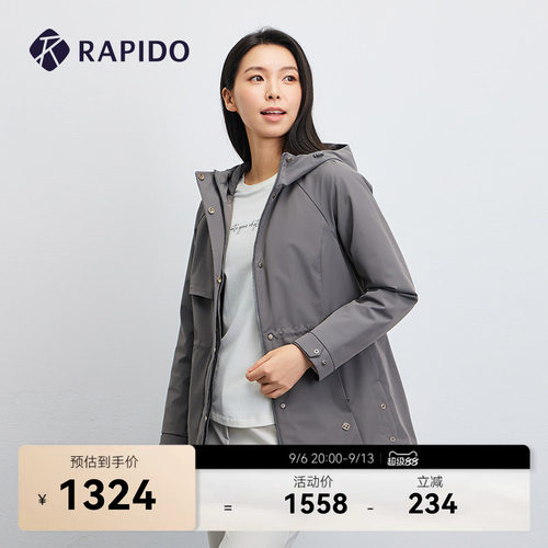 女士R系列休闲轻量风衣型棉服