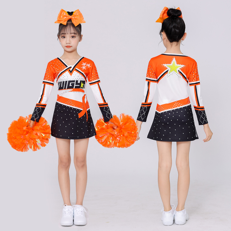 啦啦队服装女儿童啦啦操比赛服连衣裙中小学生运动会团体演出服装