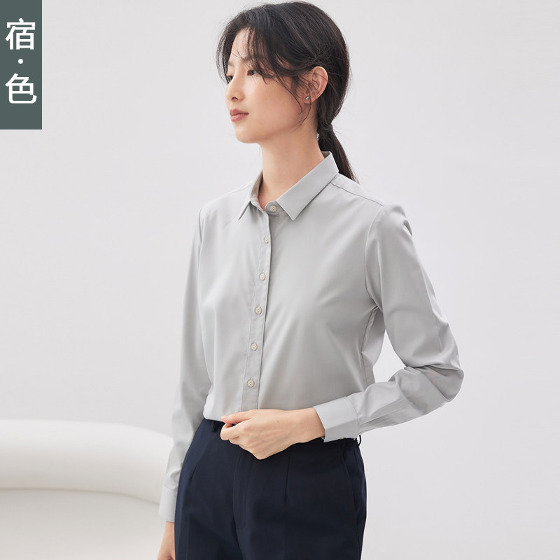 宿·色长袖衬衫女正装2022秋季新品洋气小众色系公务员ol面试衬衣