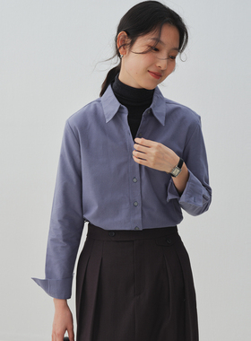 宿·色磨毛厚款叠穿衬衫女长袖秋季新款休闲纯棉衬衣宽松慵懒风