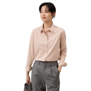 宿·色衬衫女长袖纯色正肩工作服职业装通勤上班面试穿搭