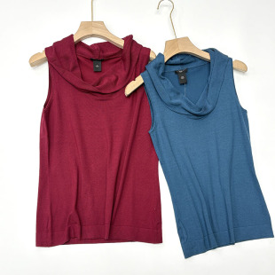 背心 软糯亲肤简约休闲风堆堆领百搭无袖 桑蚕丝高端专柜订单款 女式