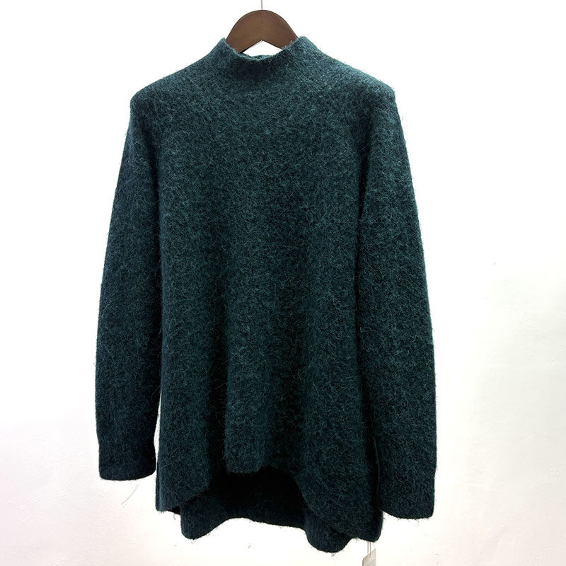 羊毛羊驼毛女式秋冬微厚款半高领保暖打底毛衣宽松显瘦简约风套头