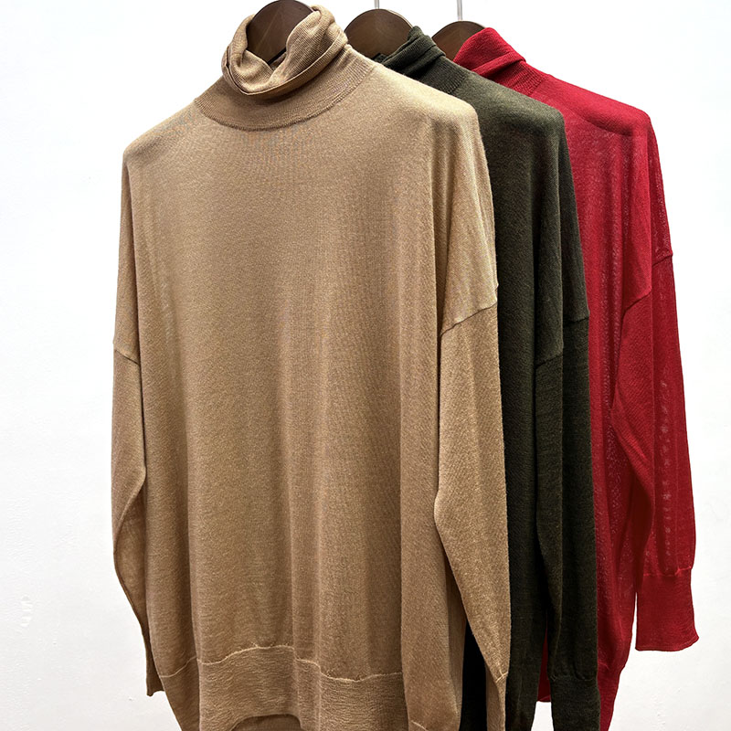 羊毛真丝混纺春秋薄款高领毛衣