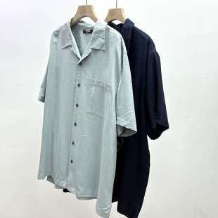 100 桑蚕丝高端订单款夏季薄潮男软糯宽松大板型短袖翻领百搭上衣