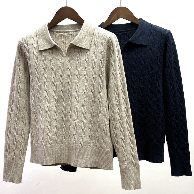 新品秋冬款女式安迪绒软糯贴身保暖毛衣经典麻花高弹翻领百搭套头