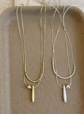 冷淡风ins潮流拉丝水滴双层项链女小众设计感时尚简约颈链毛衣链
