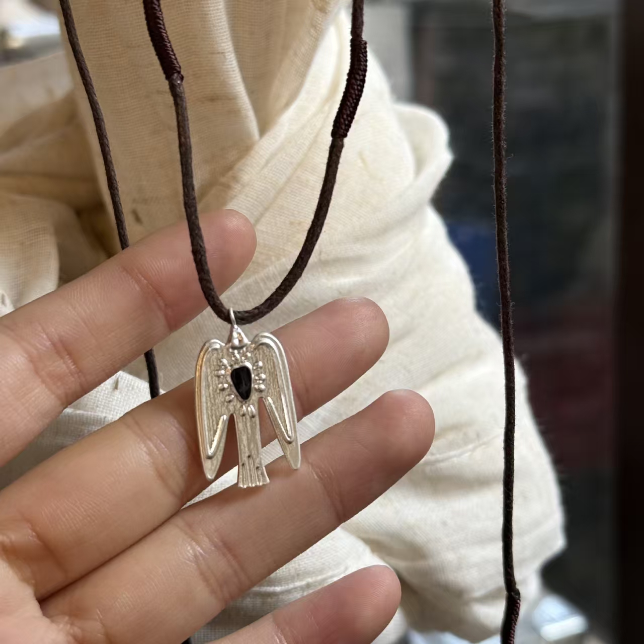 新中式复古风信鸟吊坠编织绳项链小众设计感网红气质毛衣链女