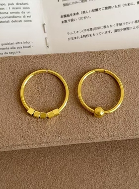 简约设计感可旋转金色方糖戒指个性ins风时尚潮流百搭指环戒子