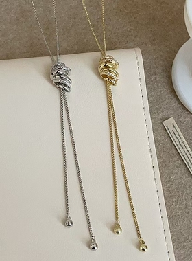 轻奢高级感缠绕丝带抽拉项链女小众个性独特时尚潮流颈链毛衣链