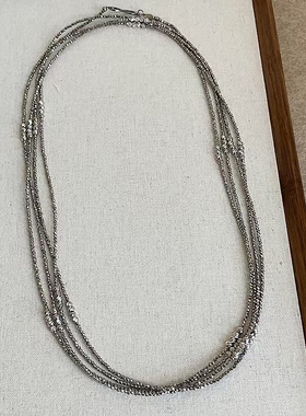法式灰色水晶串珠长款叠戴项链精致冷淡风轻奢高级时尚颈链毛衣链