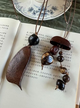 新中式文艺风果壳设计感项链长款植物果实菩提毛衣链复古个性配饰