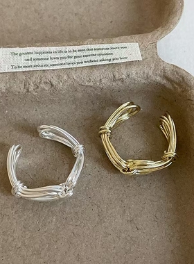 几何线条麻花蝴蝶结金属戒指女个性ins冷淡风时尚潮流设计指环戒