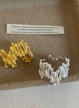 甜酷设计感交错水滴金属戒指女轻奢气质高级感个性ins风指环戒