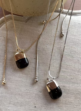 韩国简约ins风酒壶吊坠抽拉项链女个性甜酷辣妹高级感毛衣链新款