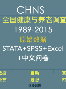 CHNS数据库中国健康与营养调查SPSS与STATA及Excel格式含问卷原始