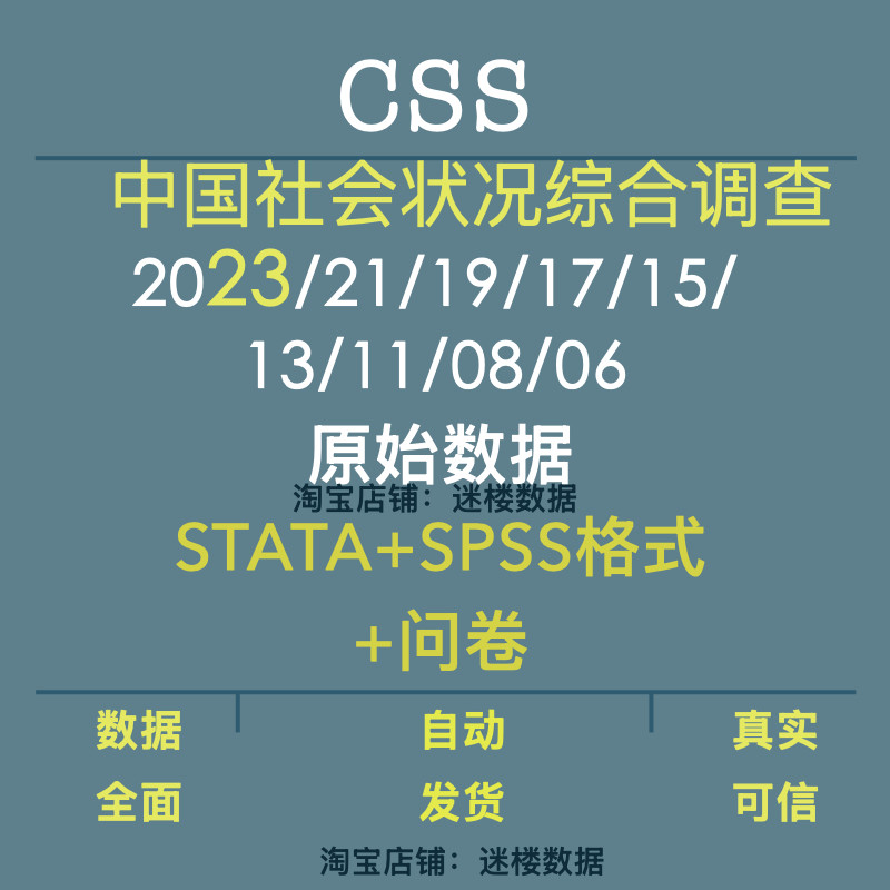 CSS数据库2023年中国社会状况综合调查2023年至06年STATA原始数据图片