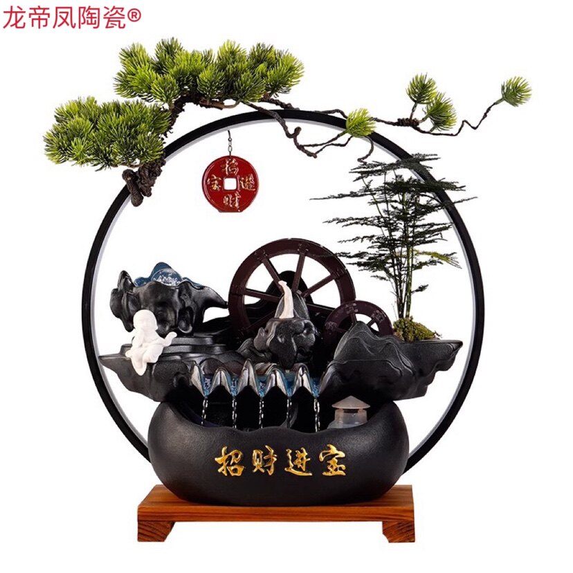 八年老店新品冲量新中式创意招财流水循环摆件水车风水轮客厅办公