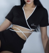 Yaoy清仓断码 处理性感紧身运动绑带上衣爵士舞蹈服女