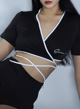 Yaoy清仓断码处理性感紧身运动绑带上衣爵士舞蹈服女