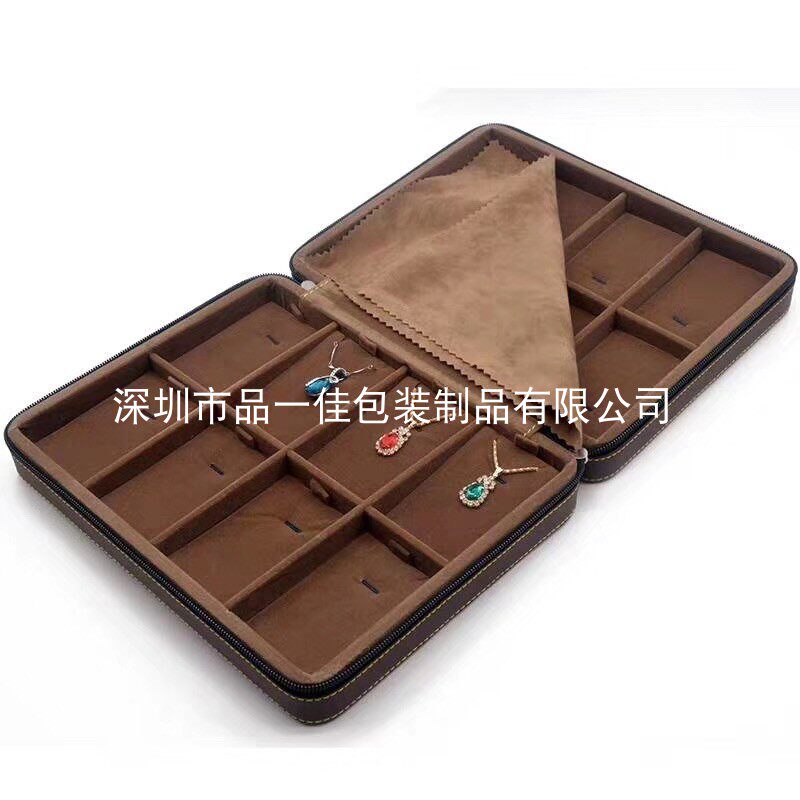 厂家pu皮革戒指吊坠收纳箱双面吊坠盘珠宝首饰盒收纳盒