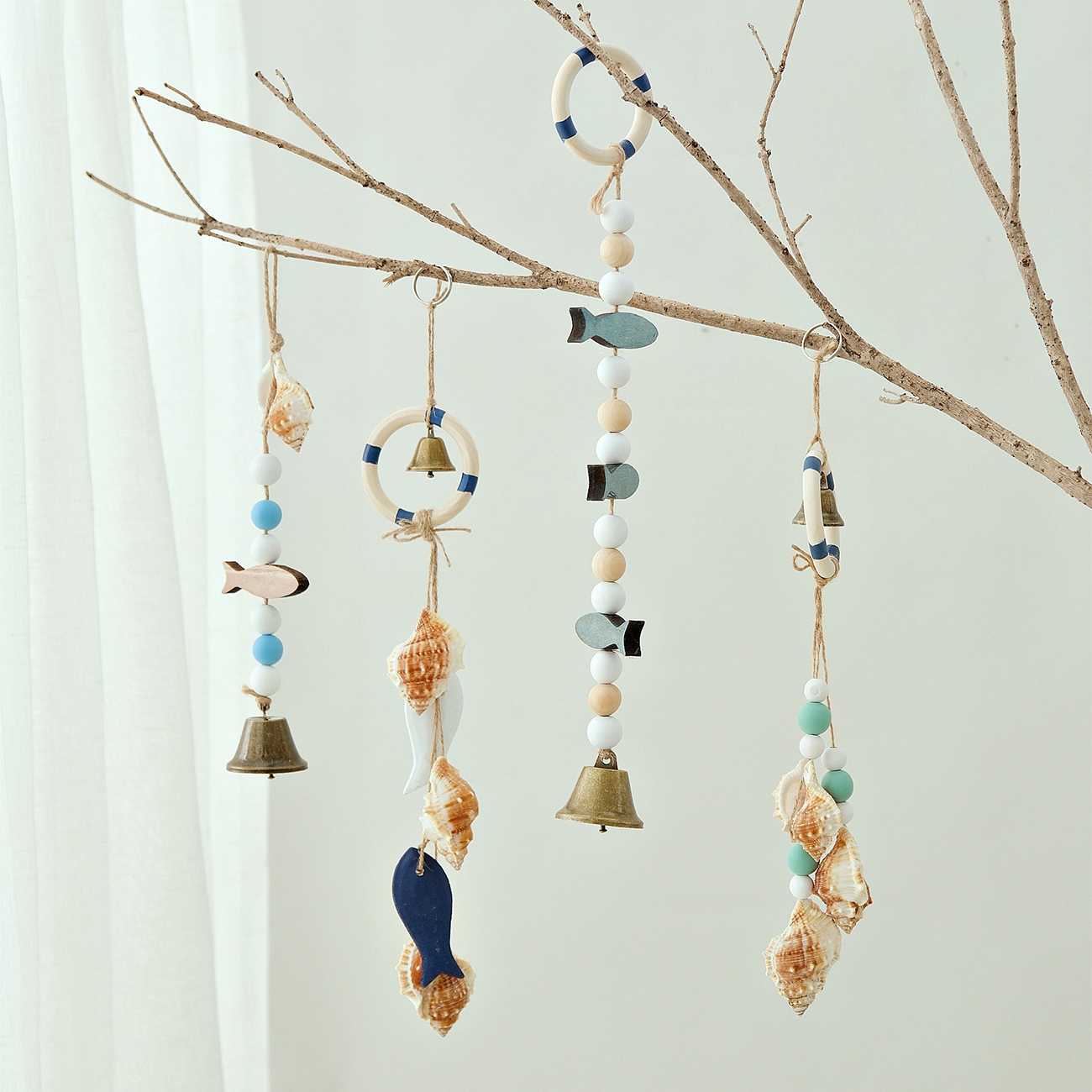 地中海风墙面装饰救生圈铃铛挂件