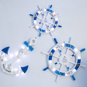 地中海船舵方向盘实木质客厅背景墙上装 饰大号舵手壁挂海洋壁饰